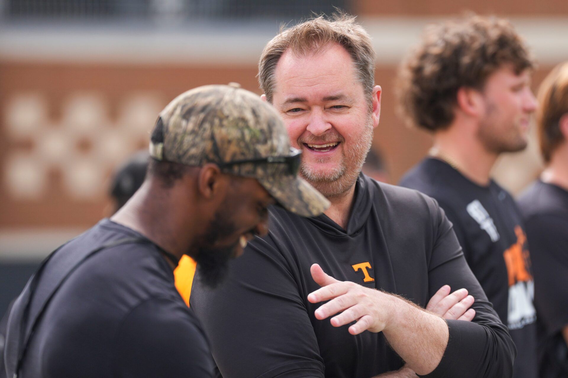 Tennessee football coach Josh Heupel smiles during Tennessee Football Pro Day 2026, at University of Tennessee on March 31, 2026.