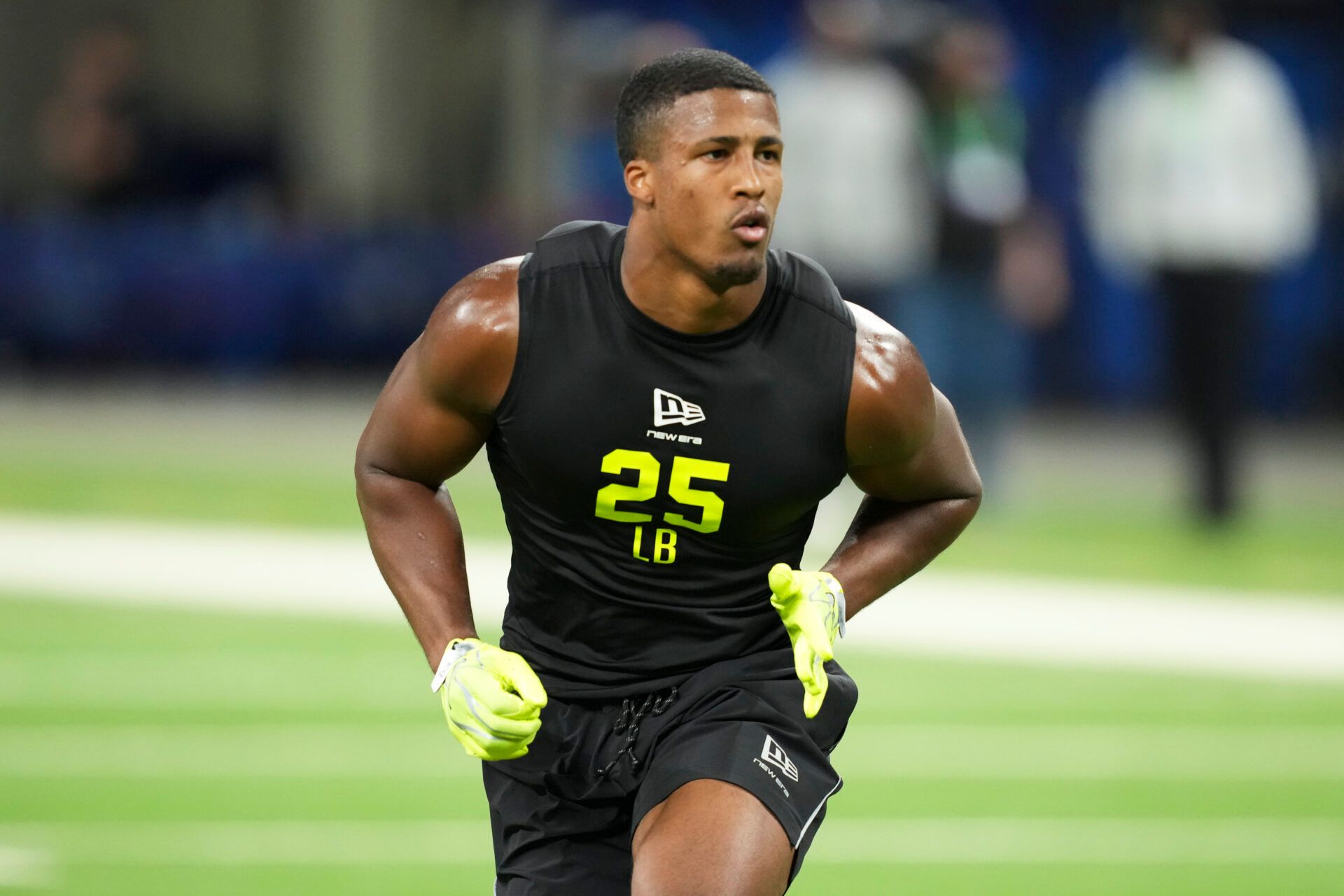 Ohio State linebacker Sonny Styles (LB25) during the NFL Scouting Combine at Lucas Oil Stadium.