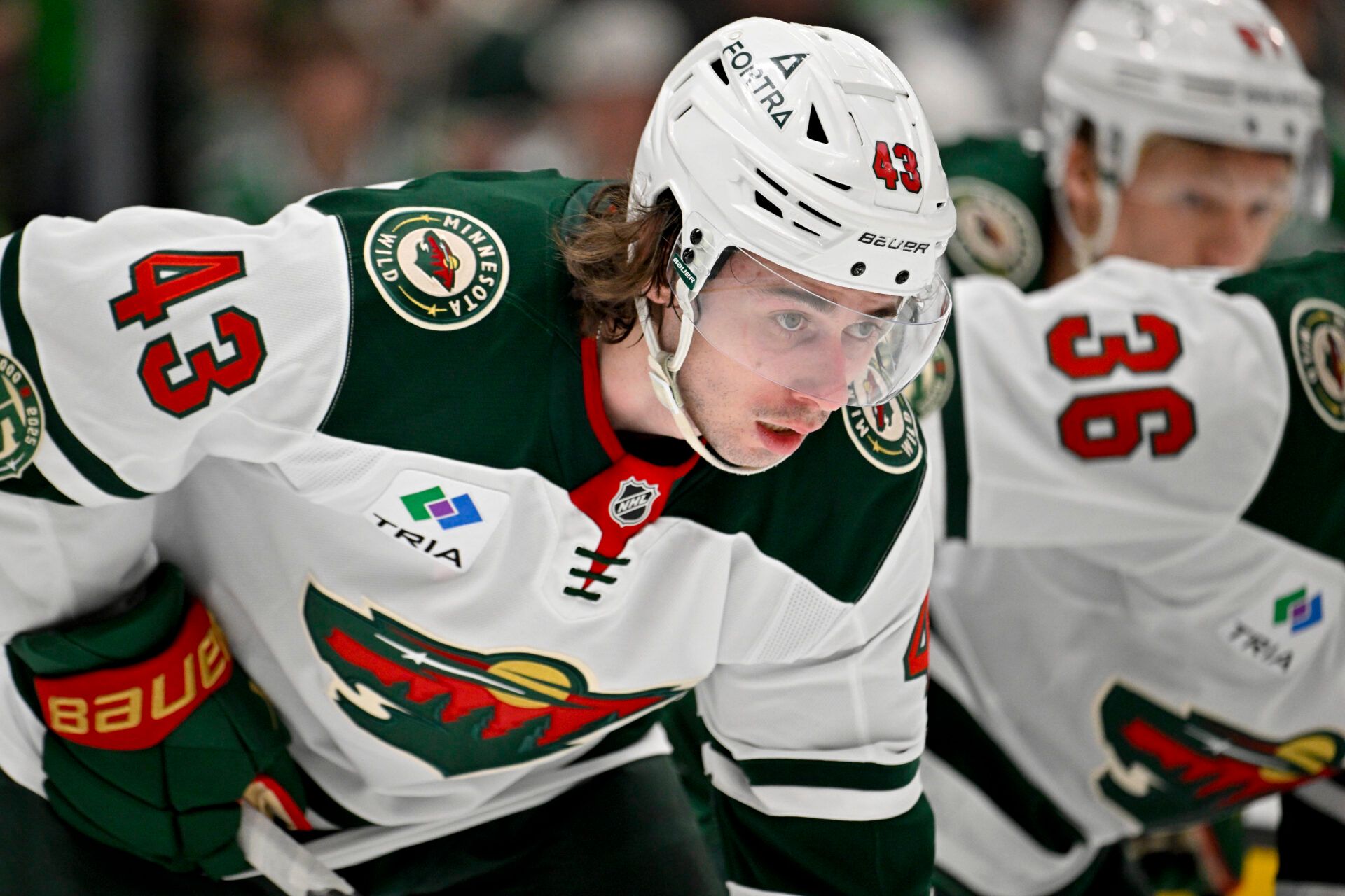 Minnesota Wild defenseman Quinn Hughes (43) at American Airlines Center.