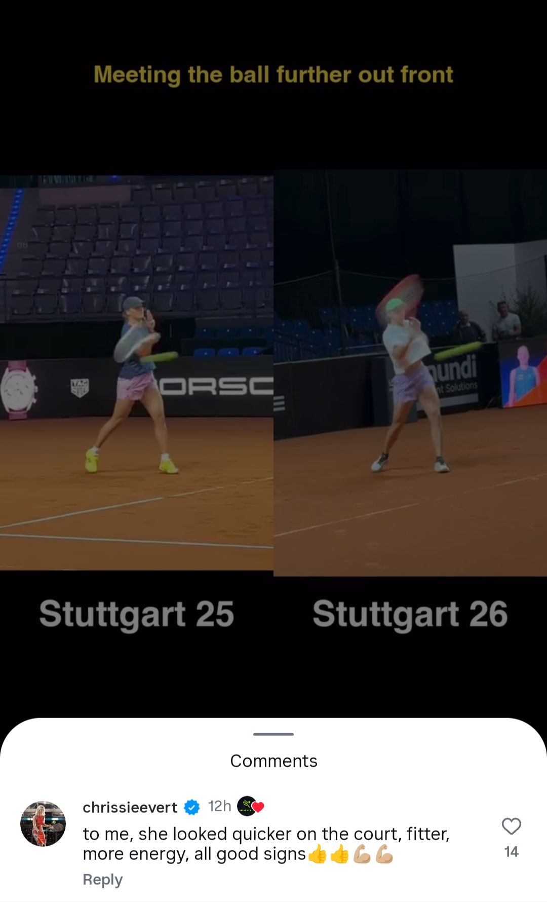 Screen grab of Chris Evert's comment