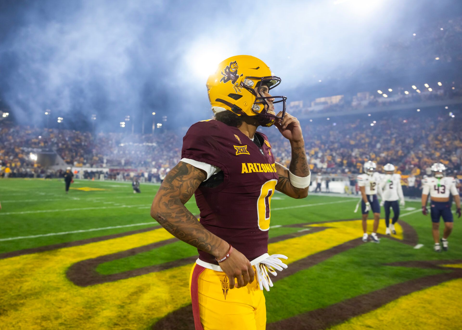 Arizona State Sun Devils wide receiver Jordyn Tyson (0) against the Arizona Wildcats during the 99th Territorial Cup at Mountain America Stadium.