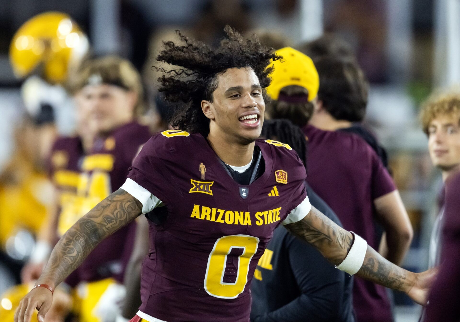 Arizona State Sun Devils wide receiver Jordyn Tyson (0) against the Arizona Wildcats during the 99th Territorial Cup at Mountain America Stadium.