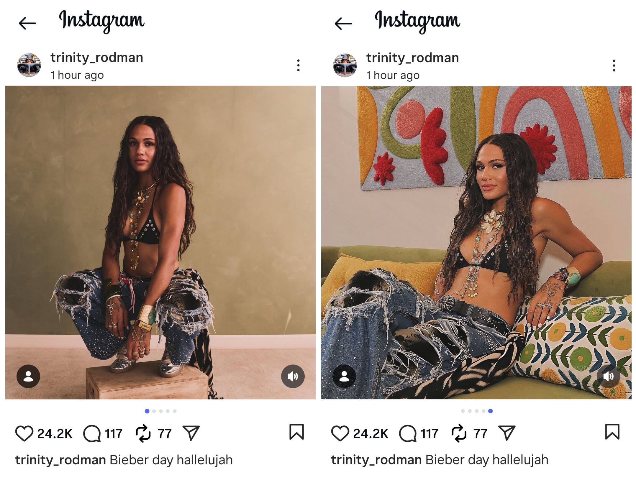 Screen grab of Ben Shelton's girlfriend Trinity Rodman's Instagram post