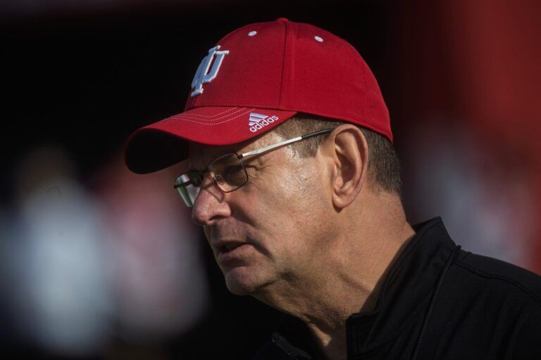 Indiana Head Coach Curt Cignetti during spring football practice at Memorial Stadium on Thursday, April 9, 2026.