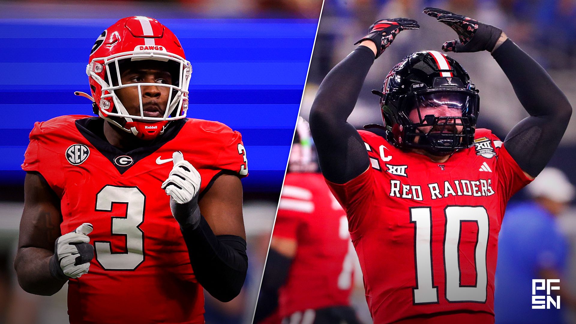 Texas Tech's Jacob Rodriguez asks for more crowd noise during the Big 12 Championship football game, Saturday, Nov. 6, 2025, at AT&T Stadium in Arlington.
Credit:
© Nathan Giese/Avalanche-Journal / USA TODAY NETWORK via Imagn Images

Nov 28, 2025; Atlanta, Georgia, USA; Georgia Bulldogs linebacker CJ Allen (3) in action against the Georgia Tech Yellow Jackets in the fourth quarter at Mercedes-Benz Stadium.