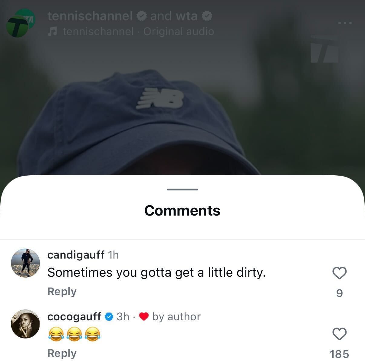 Screen grab of Coco Gauff's mother Candi's comment