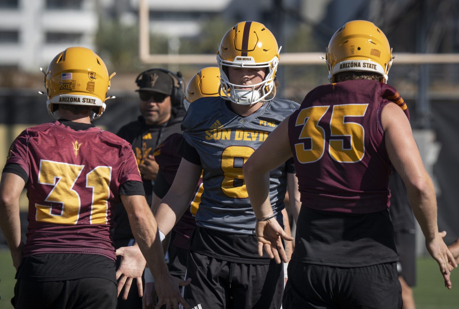 Cutter Boley (#8 QB) during ASU football practice at Kajikawa Practice fields in Tempe, Arizona, on March 19, 2026.