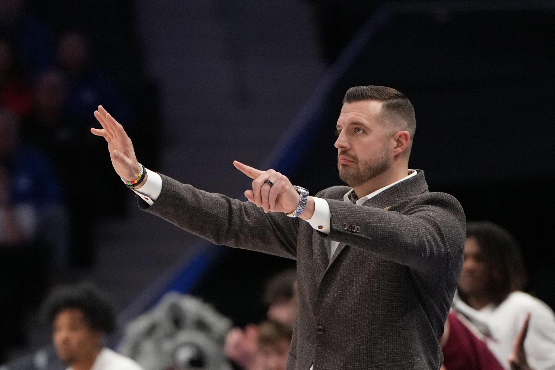 Florida State Seminoles head coach Luke Loucks in the first half at Spectrum Center.