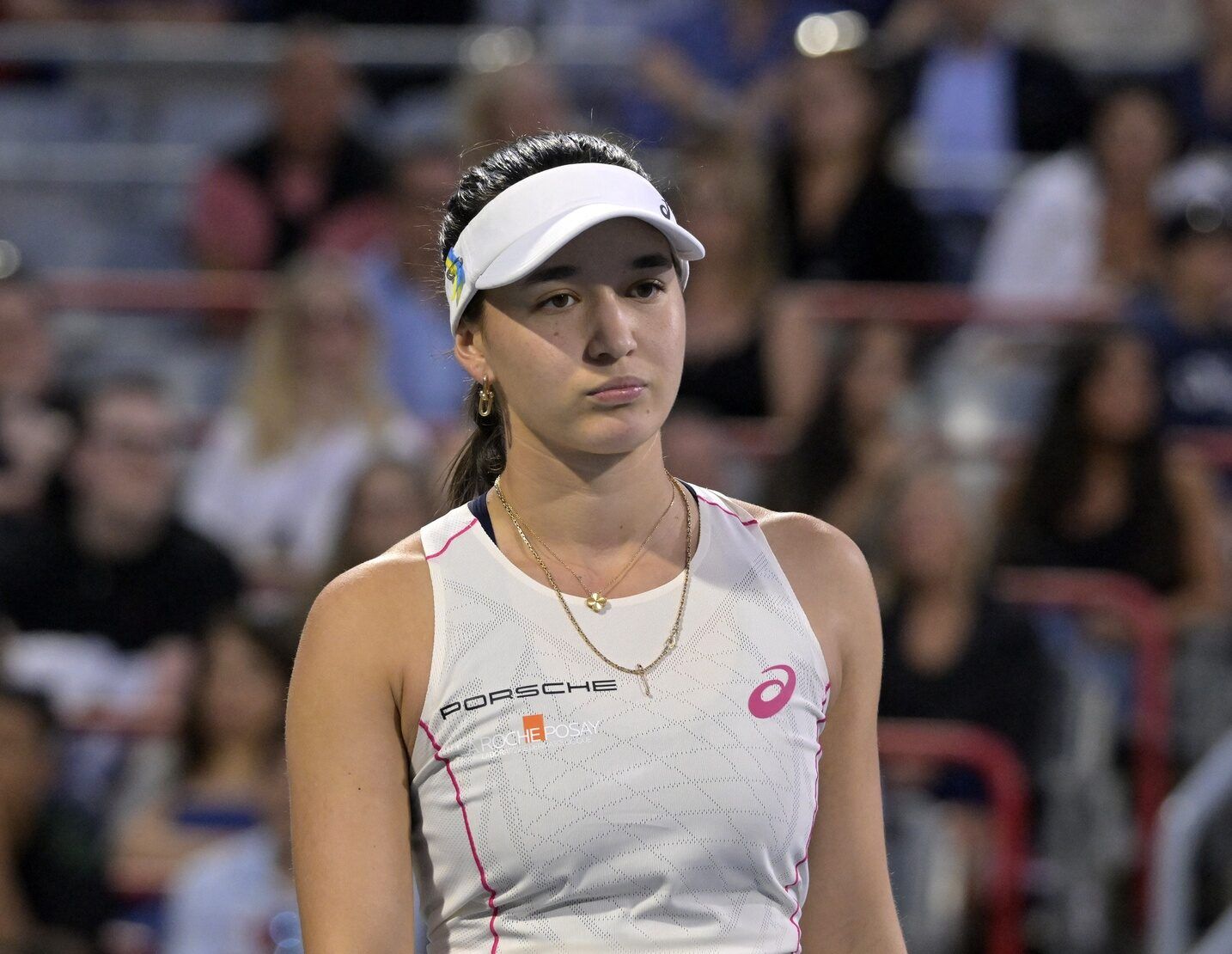 Eva Lys (GER) reacts after a point against Iga Swiatek (POL) in third round play at IGA Stadium.