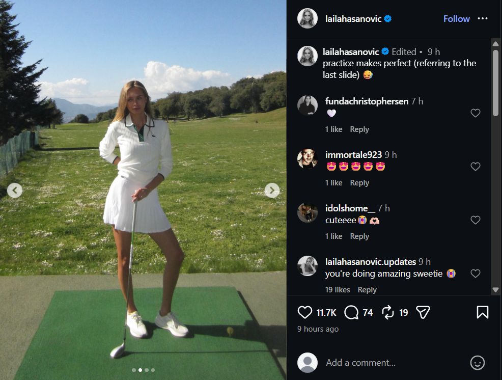 Jannik Sinner's girlfriend Laila Hasanovic on Instagram