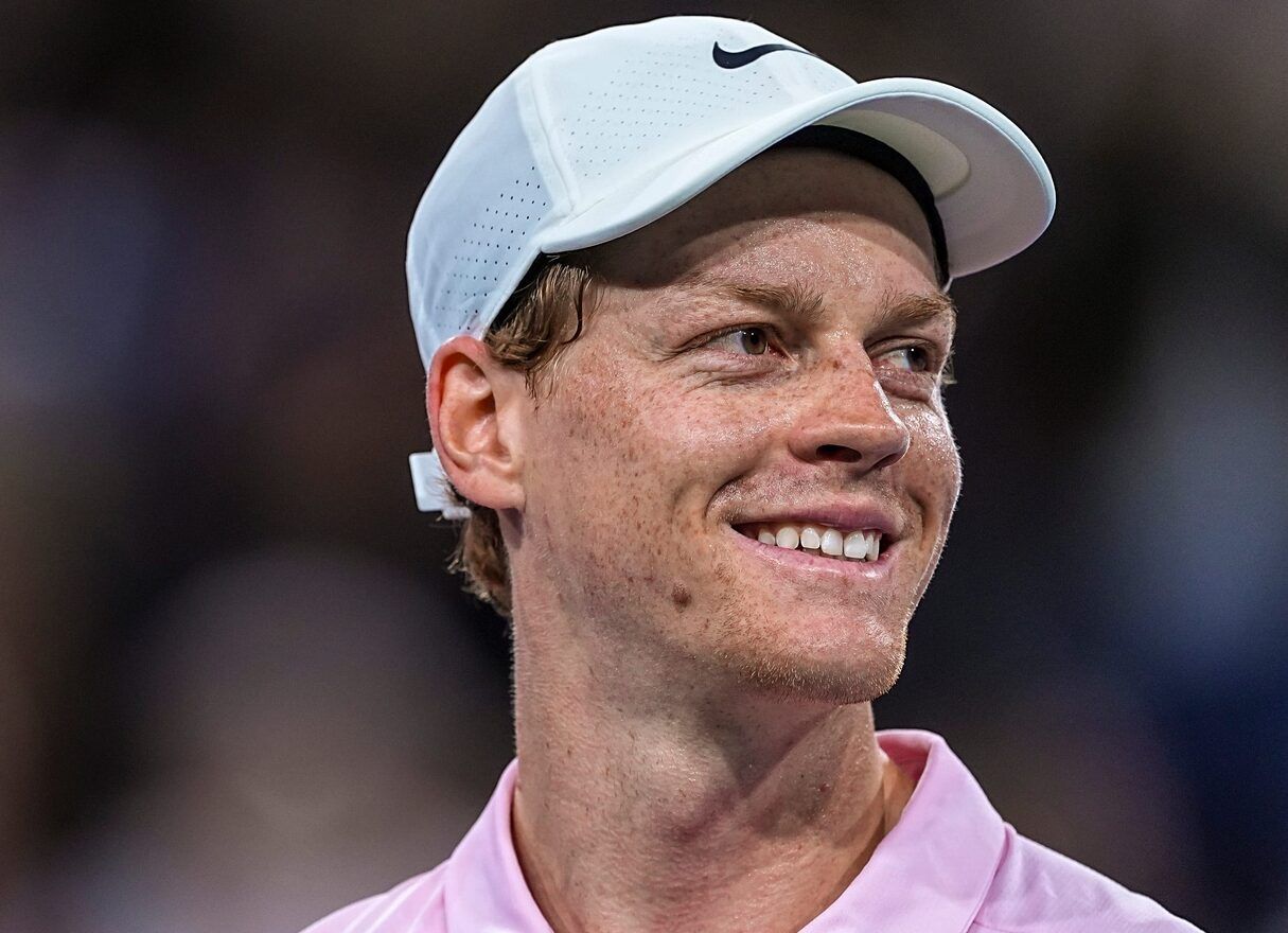 Jannik Sinner smiles after his win over Dalibor Svrcina 6-1, 6-1, in their second-round match at the BNP Paribas Open in Indian Wells, Calif., Friday, March 6, 2026.