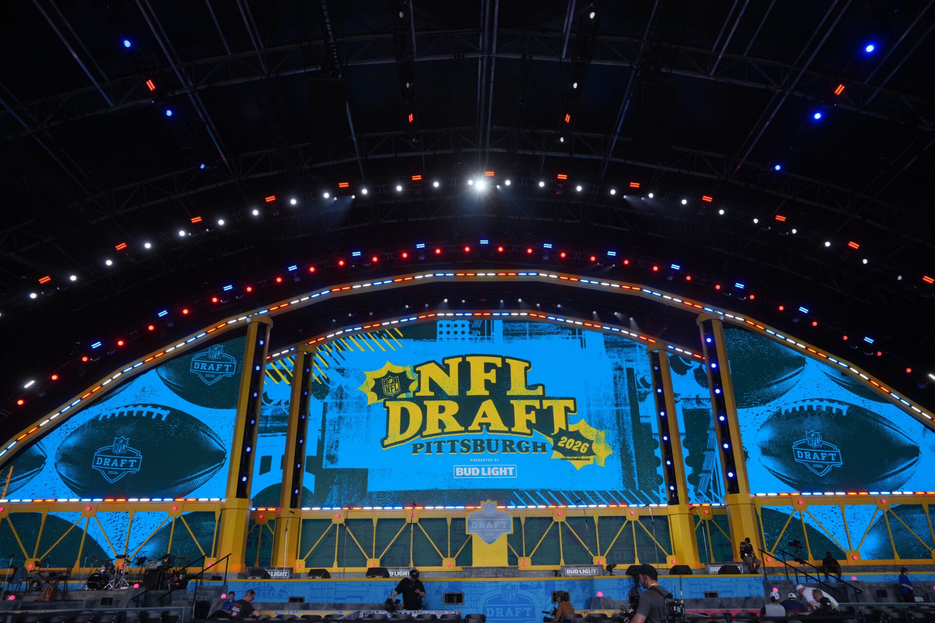 A general overall view of the 2026 NFL Draft theater stage at Acrisure Stadium.