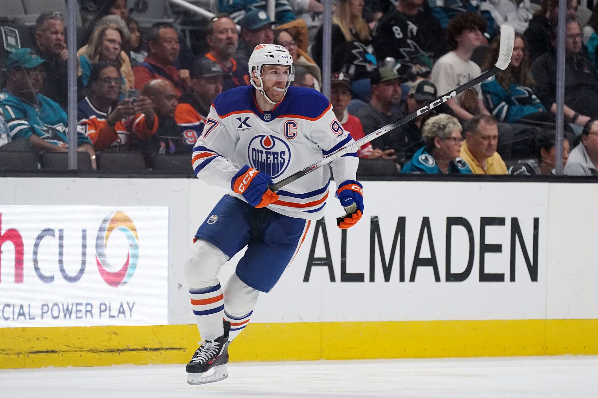Edmonton Oilers center Connor McDavid (97) at SAP Center at San Jose.