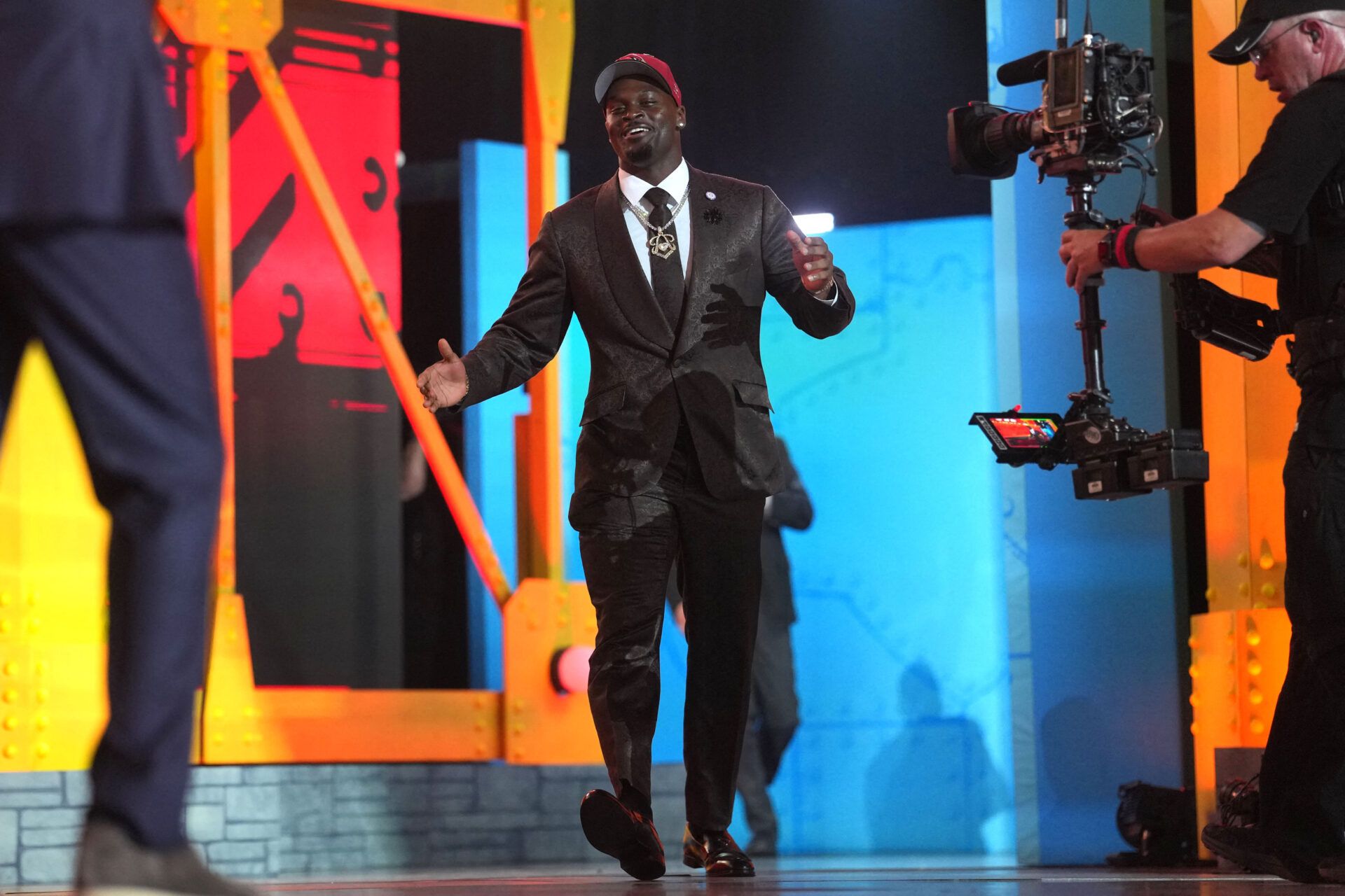 Notre Dame Fighting Irish running back Jeremiyah Love is selected by the Arizona Cardinals as the number three pick during the 2026 NFL Draft at Acrisure Stadium.