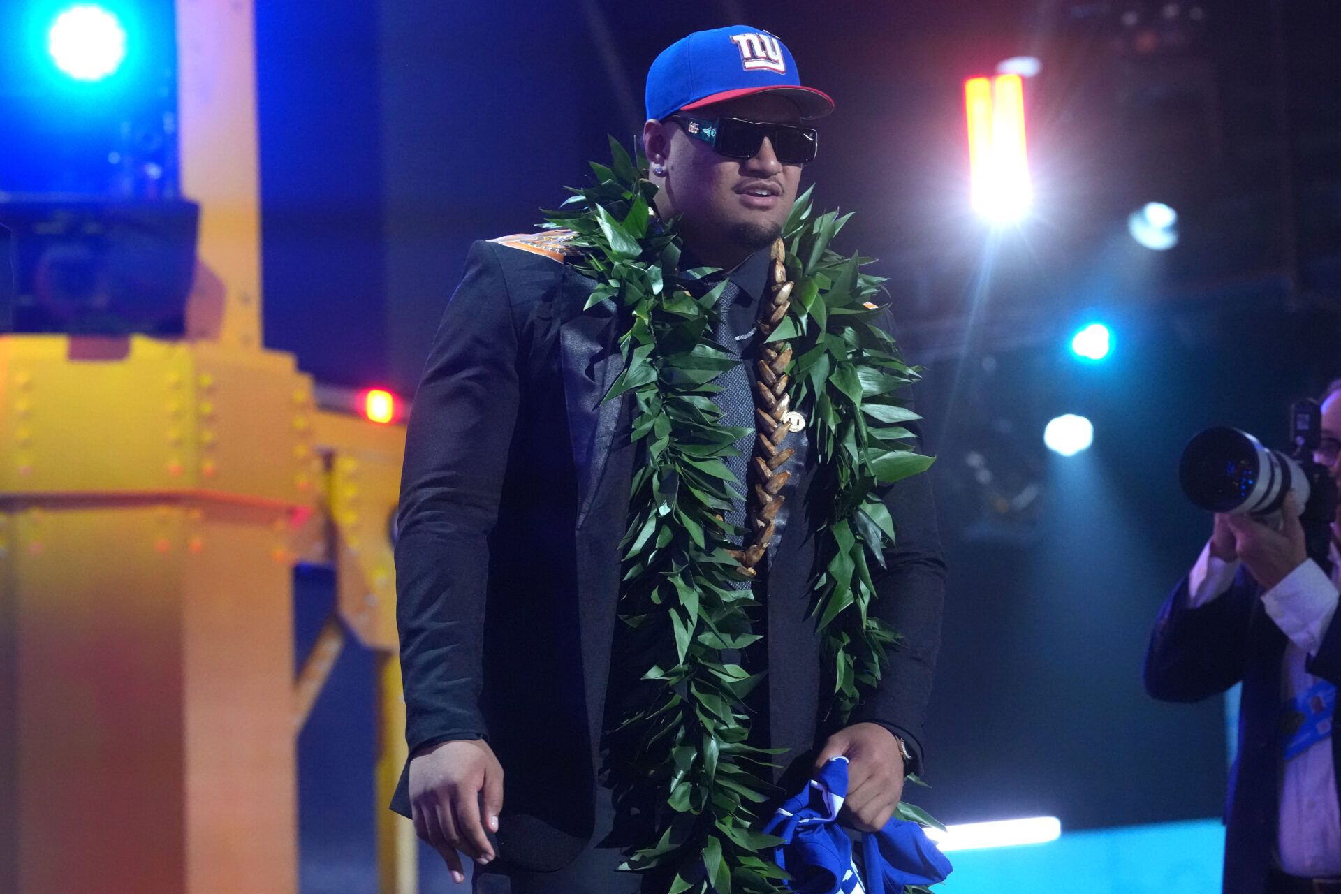 Miami Hurricanes lineman Francis Mauigoa is selected by the New York Giants as the number ten pick during the 2026 NFL Draft at Acrisure Stadium.