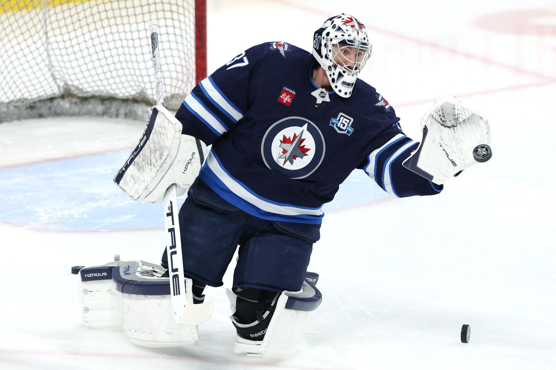 Winnipeg Jets goaltender Connor Hellebuyck (37) at Canada Life Centre.