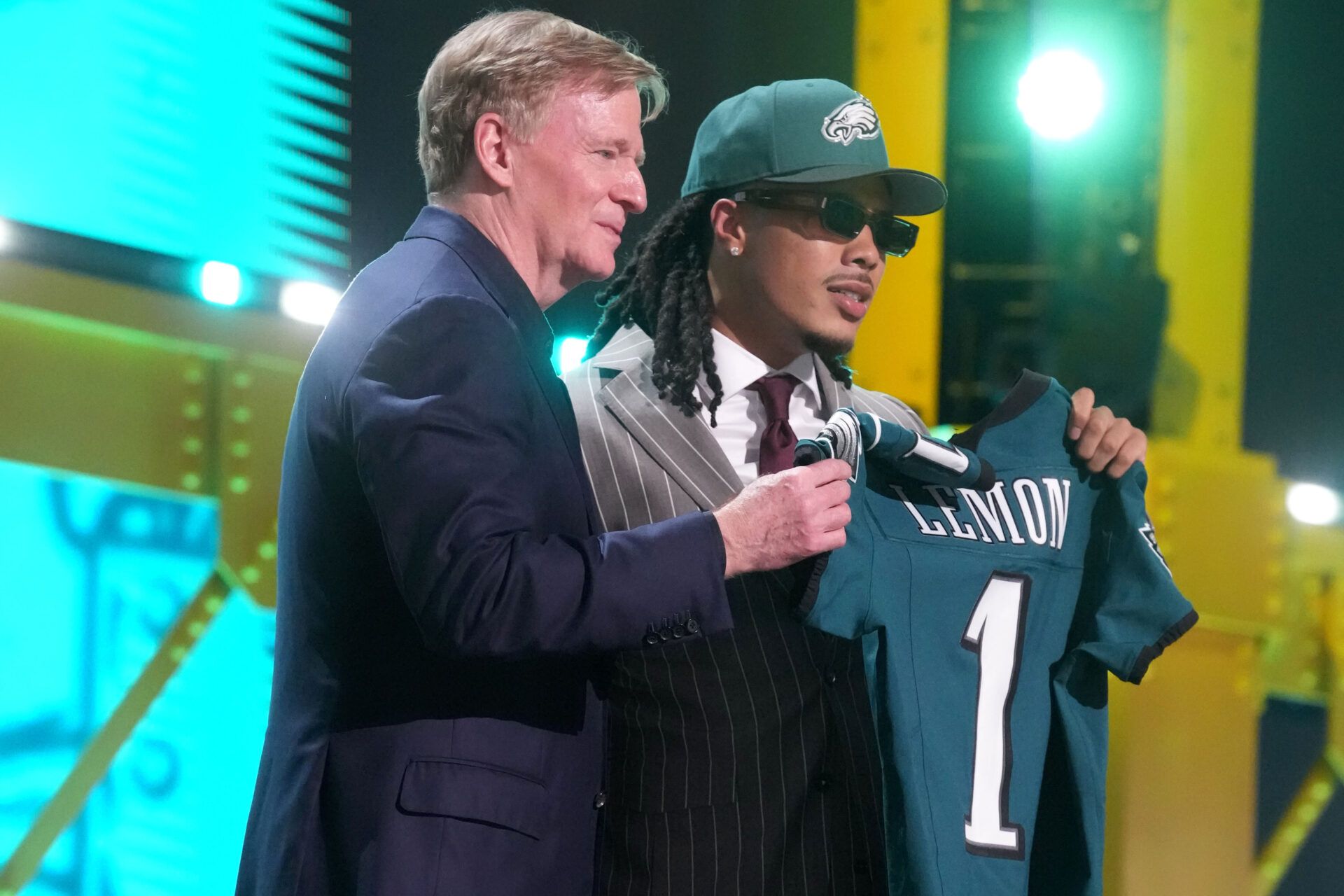 Southern California Trojans receiver Makai Lemon is selected by the Philadelphia Eagles as the number 20 pick during the 2026 NFL Draft at Acrisure Stadium.