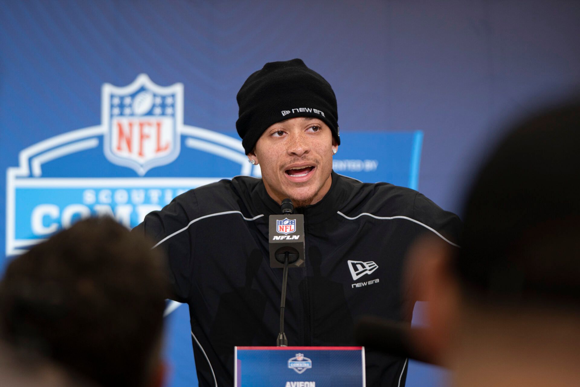 Clemson defensive back Avieon Terrell (DB31) speaks to media members during the NFL Combine at the Indiana Convention Center.