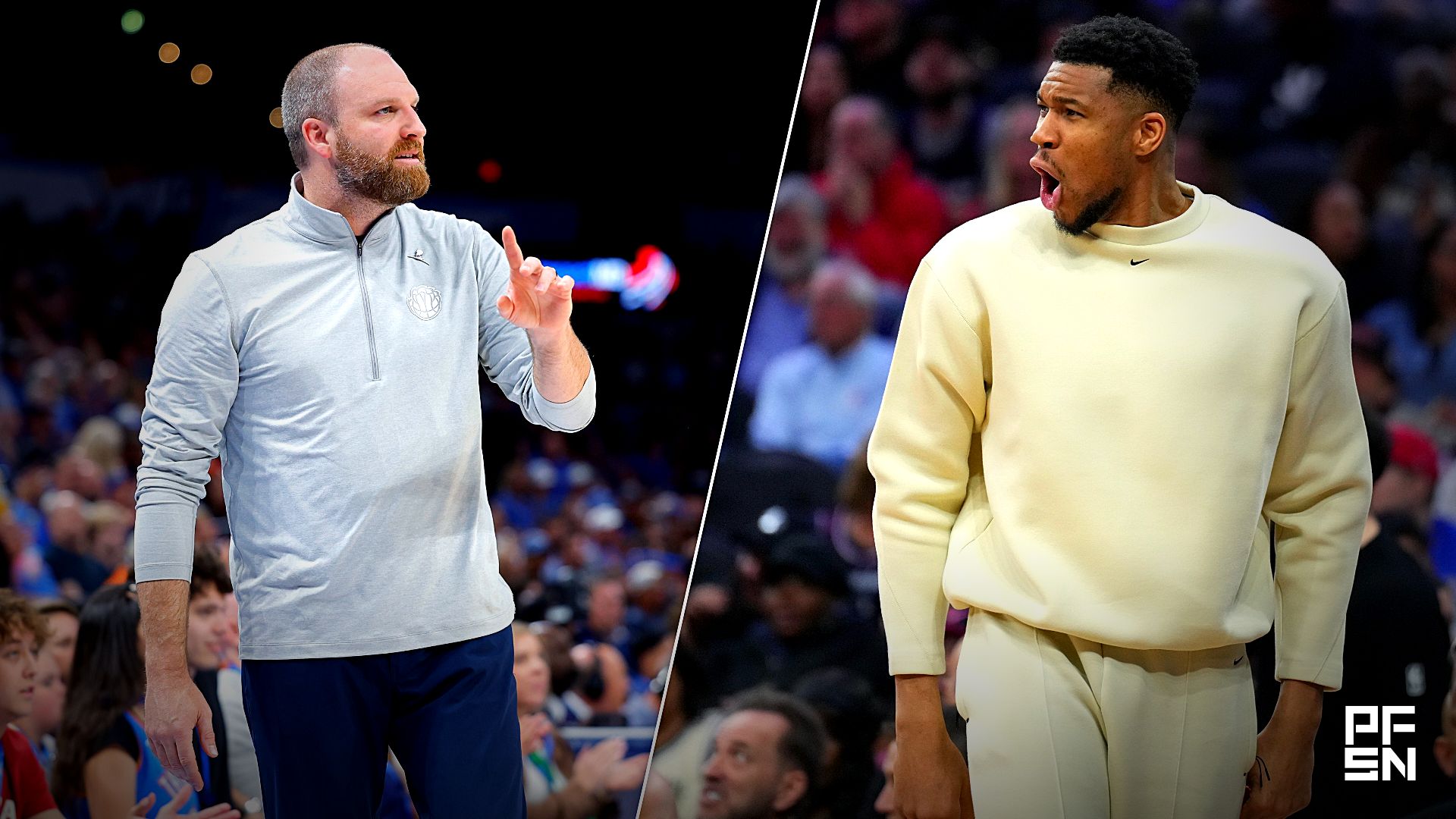 Collage featuring NBA: Memphis Grizzlies at Oklahoma City Thunder and NBA: Milwaukee Bucks at Philadelphia 76ers // Alonzo Adams-Imagn Images / Kyle Ross-Imagn Images