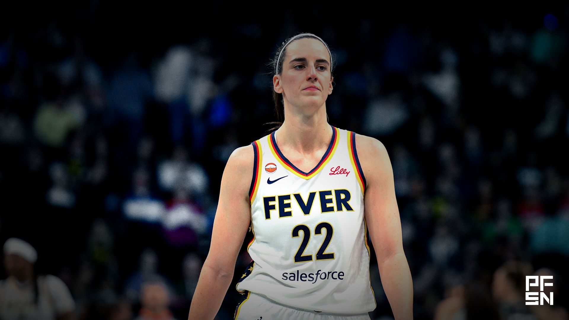 Indiana Fever guard Caitlin Clark (22) during the first half against the New York Liberty at Barclays Center.