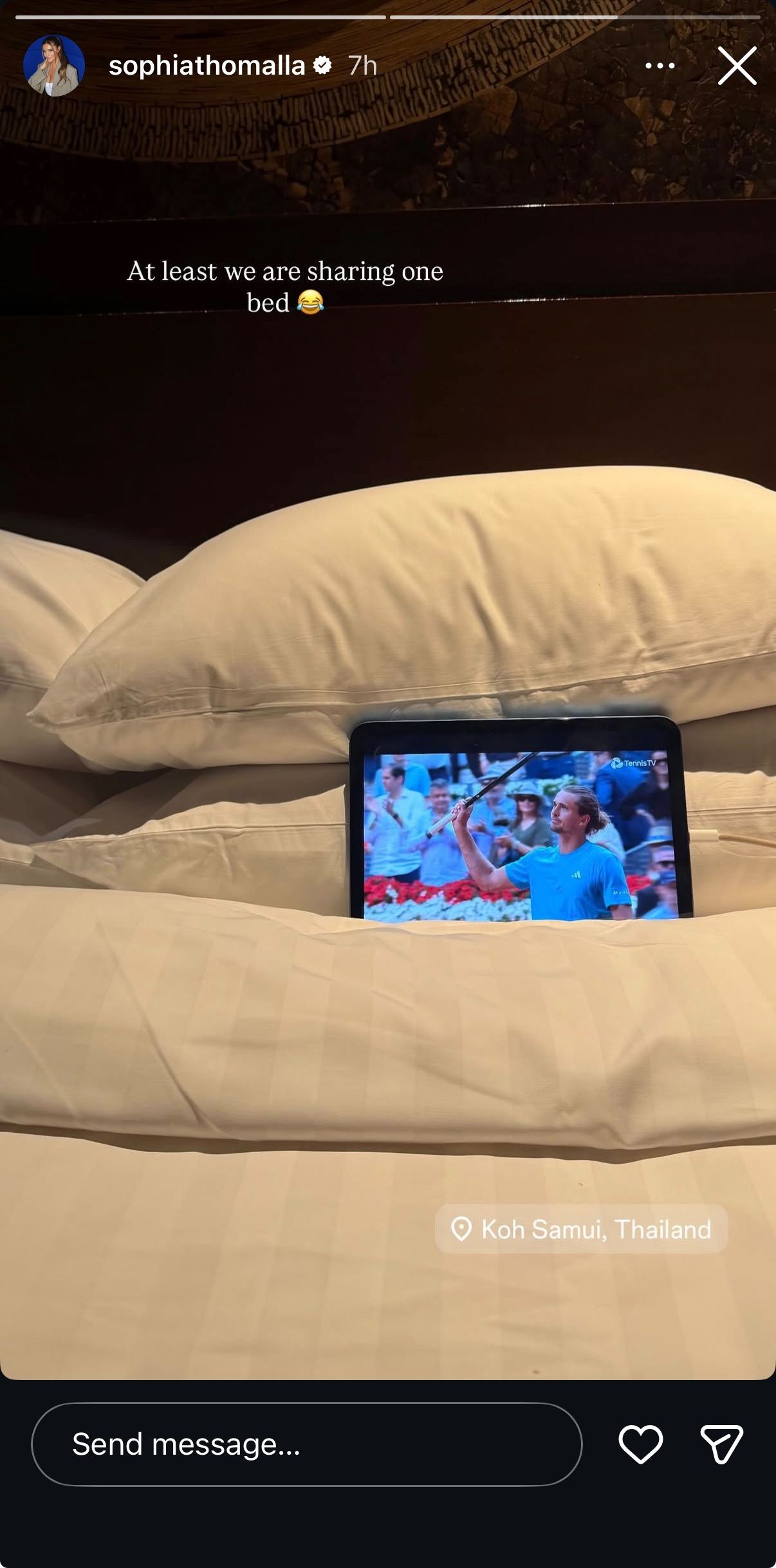 Screengrab of Sophia Thomalla's Instagram Story Featuring Alexander Zverev