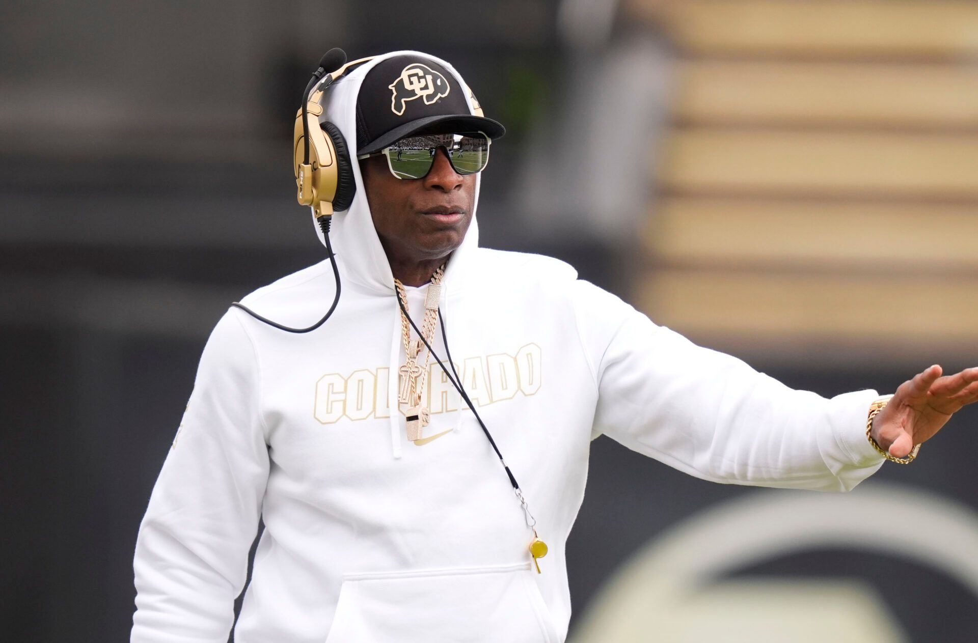Colorado Buffaloes head coach Deion Sanders during the spring game at Folsom Field.