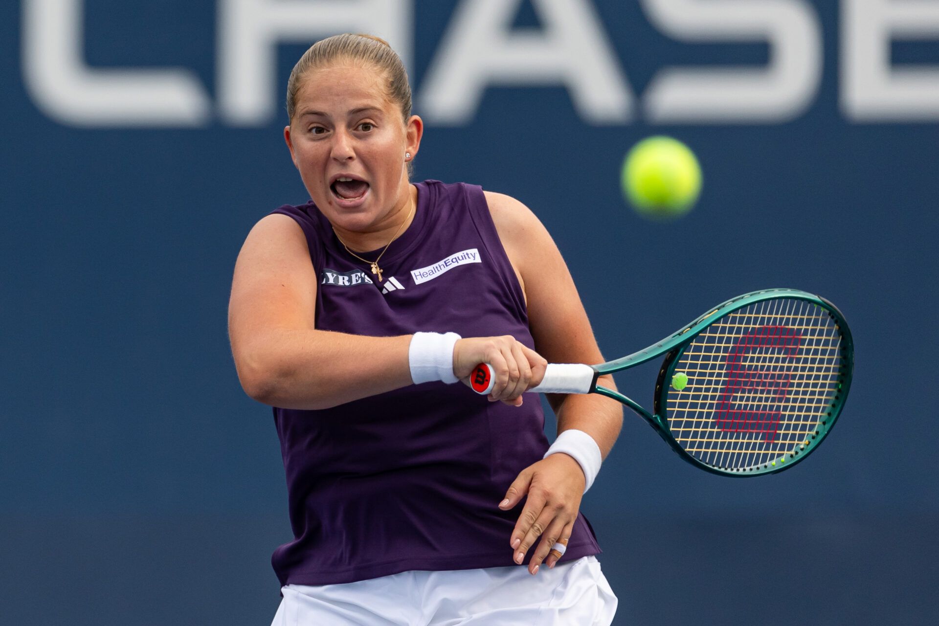 Jelena Ostapenko of Latvia in action against Taylor Townsend of the United States in the second round of the women’s singles at the US Open at Billie Jean King National Tennis Center.
