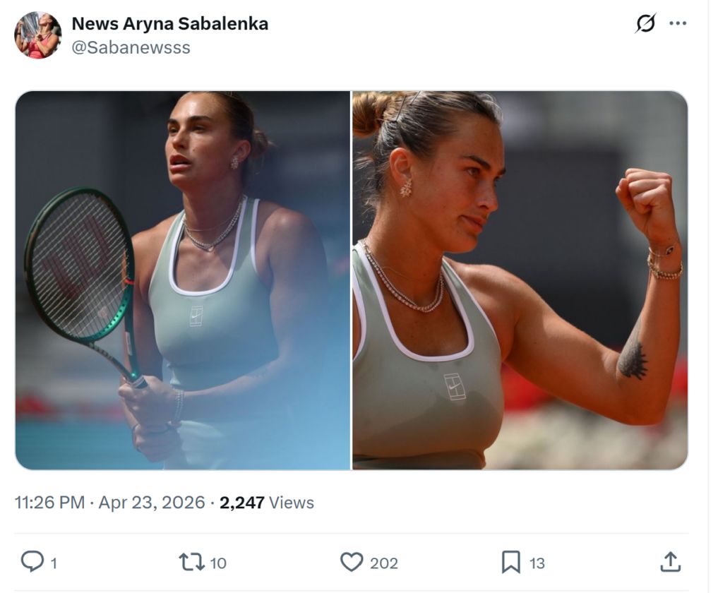 Aryna Sabalenka Ditches 12-Carat Engagement Ring During Madrid Open Run