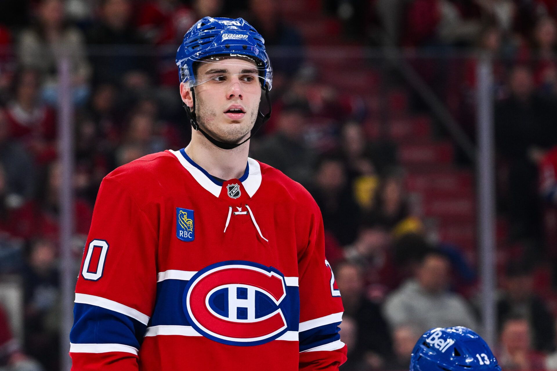 Montreal Canadiens left wing Juraj Slafkovsky (20) at Bell Centre.