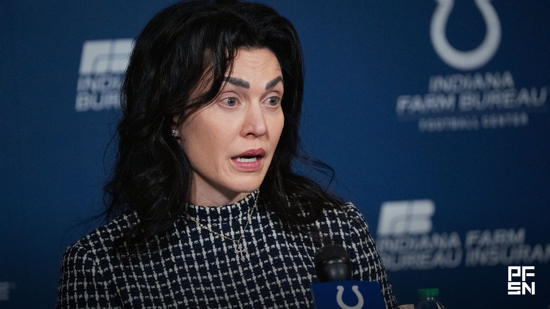 Carlie Irsay-Gordon speaks with media Monday, Jan. 5, 2026, during a press conference held at the Indianapolis Colts practice facility. Irsay-Gordon, the co-owner and CEO of the Colts, addressed questions about the team retaining head coach Shane Steichen and general manager Chris Ballard.
Credit:
© Mykal McEldowney/IndyStar / USA TODAY NETWORK via Imagn Images