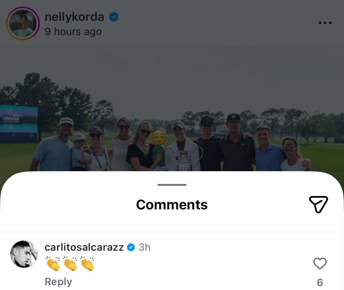 Screen grab of Carlos Alcaraz's comment