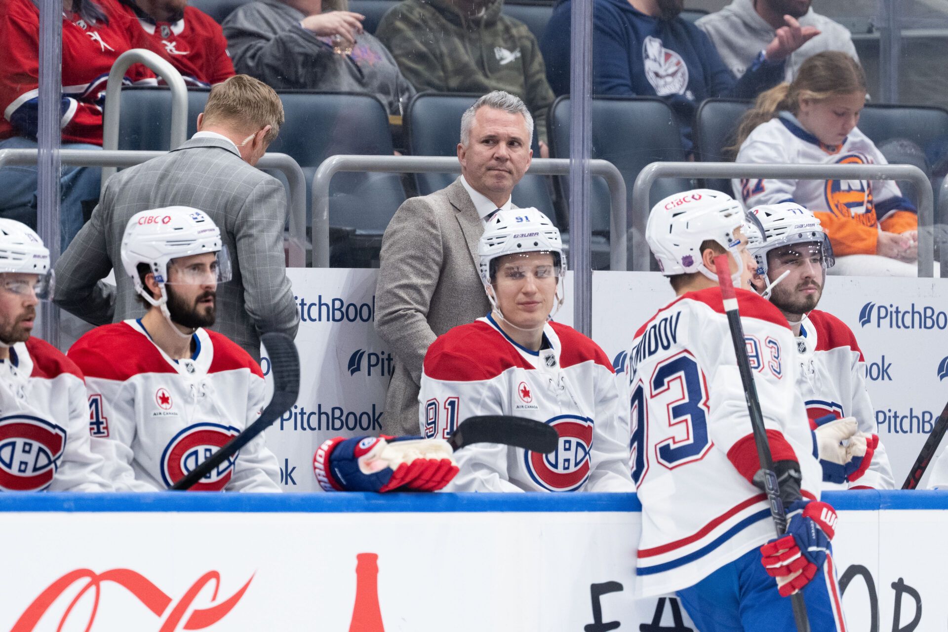 Montréal Canadiens head coach Martin St. Louis at UBS Arena.