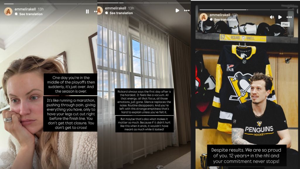 Rakell’s wife Emmeli’s Instagram stories.