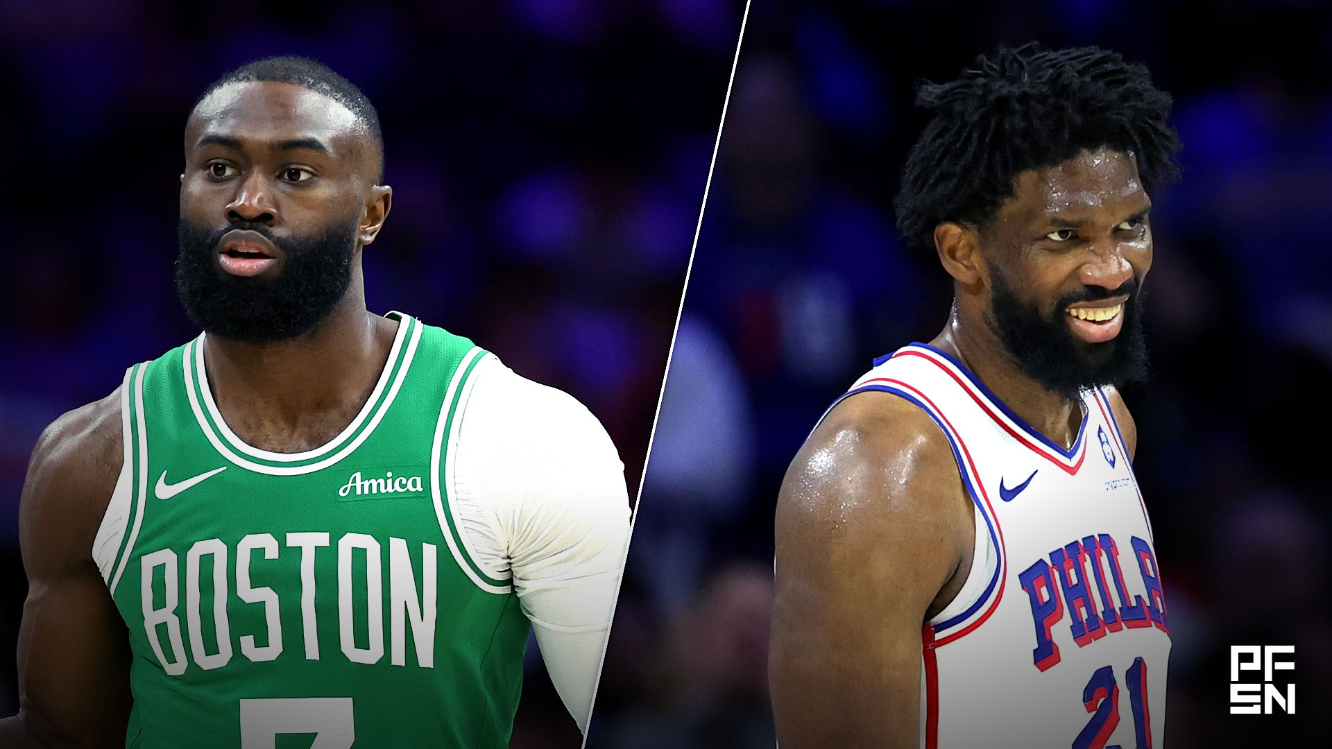 Collage featuring NBA: Boston Celtics at Philadelphia 76ers and NBA: Boston Celtics at Philadelphia 76ers.
Bill Streicher-Imagn Images