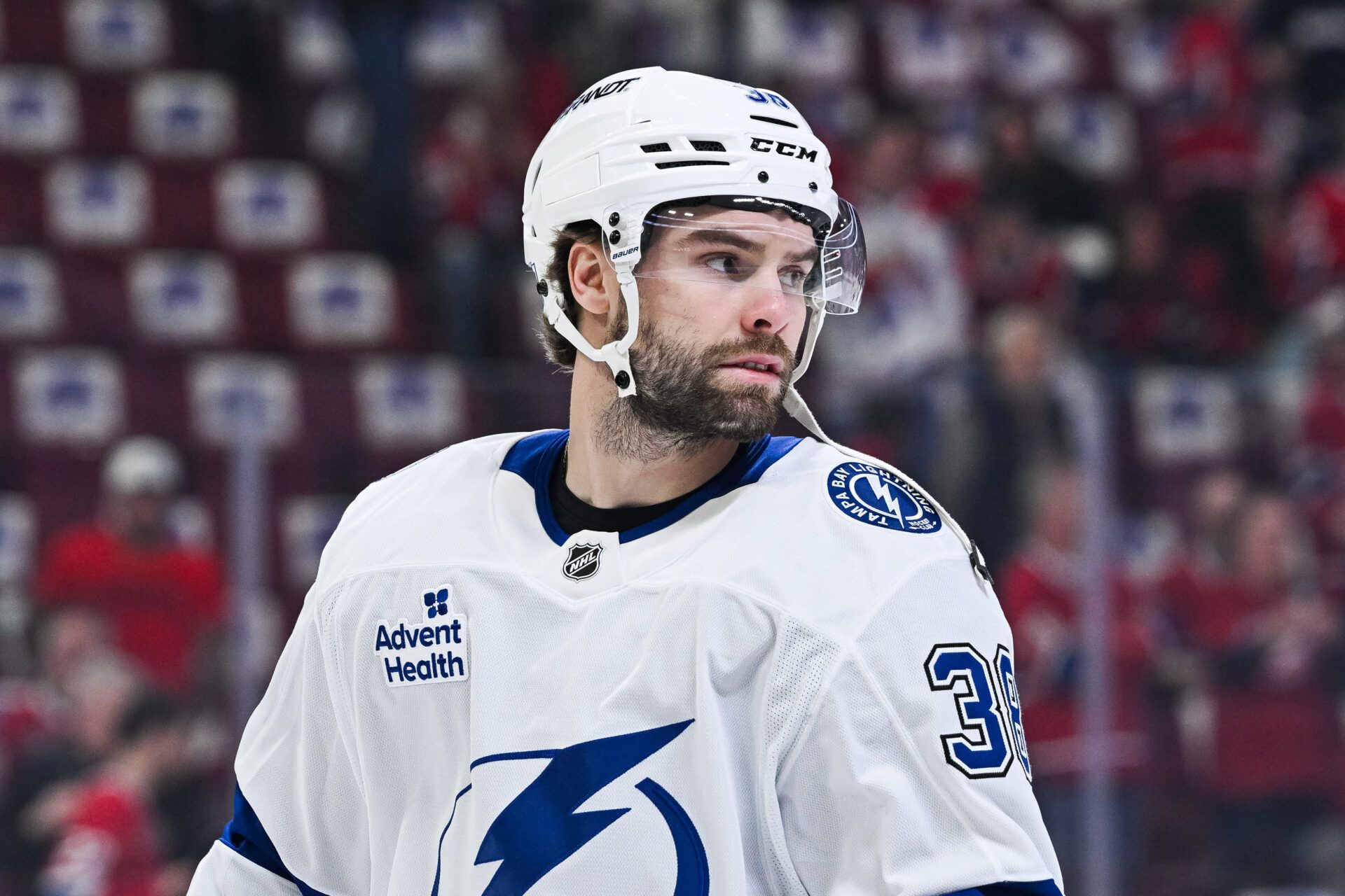 Tampa Bay Lightning left wing Brandon Hagel (38) at Bell Centre.