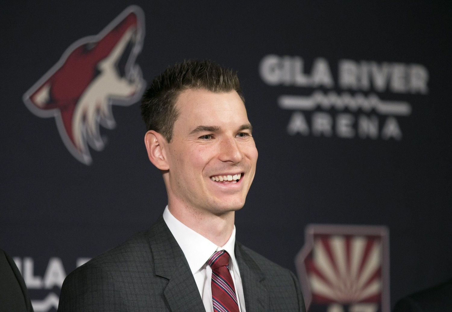 Coyotes general manger John Chayka smiles during his introductory press conference in 2016.

Xxx John Chayka 16149 Jpg S Hkn