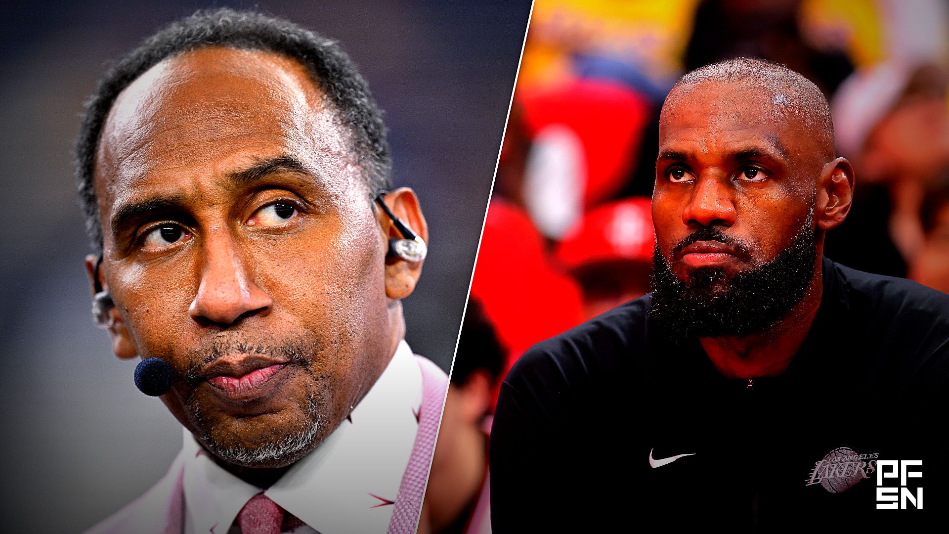 Collage featuring NFL: Stephen A. Smith Arizona Cardinals at Dallas Cowboys and NBA: Playoffs-Los Angeles Lakers Star LeBron James at Houston Rockets. Jerome Miron-Imagn Images / Erik Williams-Imagn Images