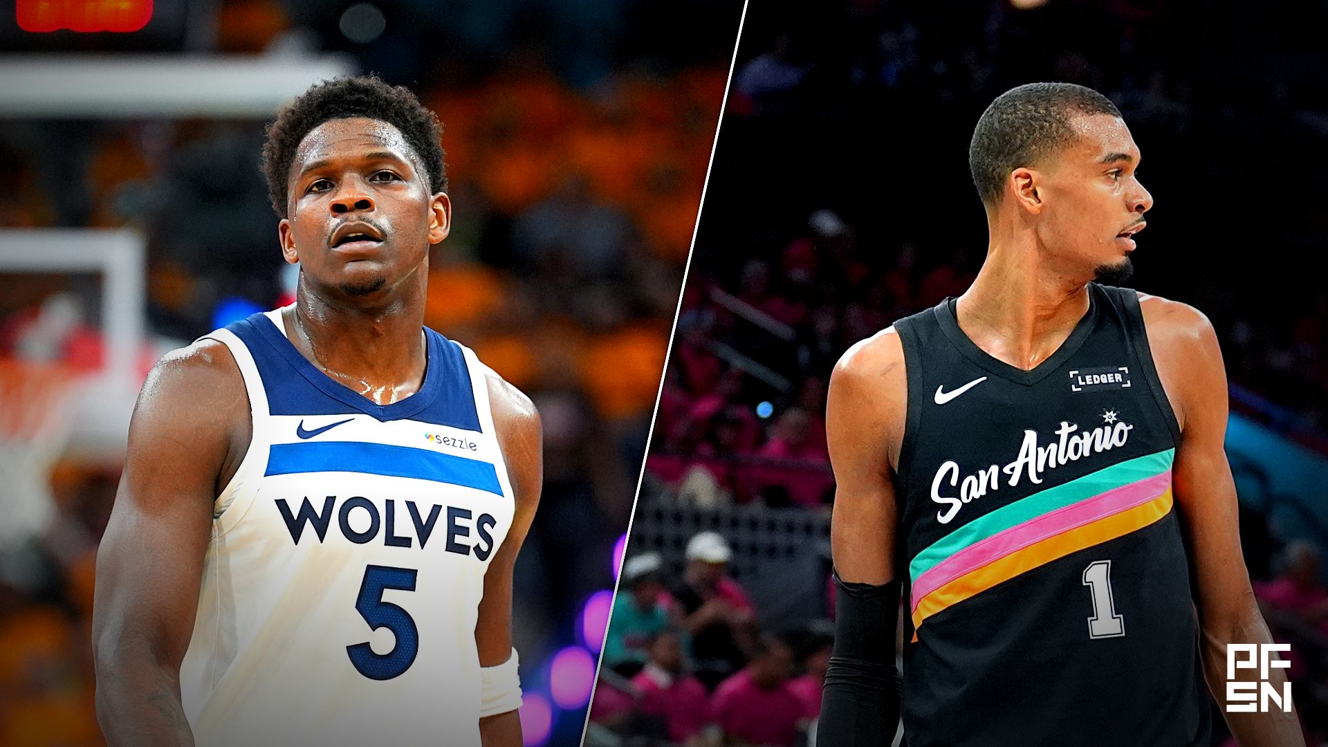 Collage featuring NBA: Playoffs-Minnesota Timberwolves at San Antonio Spurs and NBA: Playoffs-Minnesota Timberwolves at San Antonio Spurs.
Daniel Dunn-Imagn Images