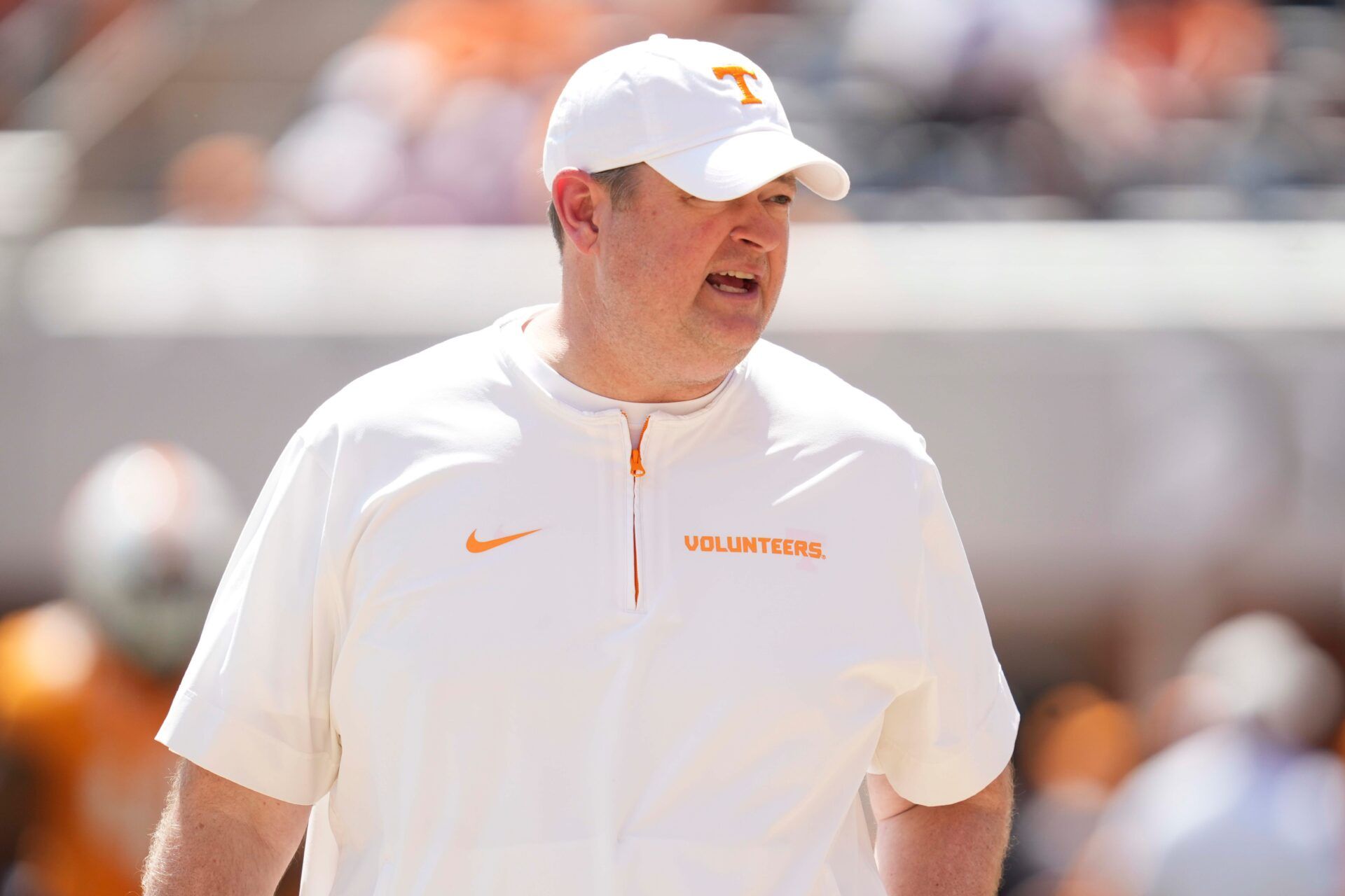 Tennessee head coach Josh Heupel during the Orange and White game at Neyland Stadium in Knoxville, Tennessee, April 11, 2026.