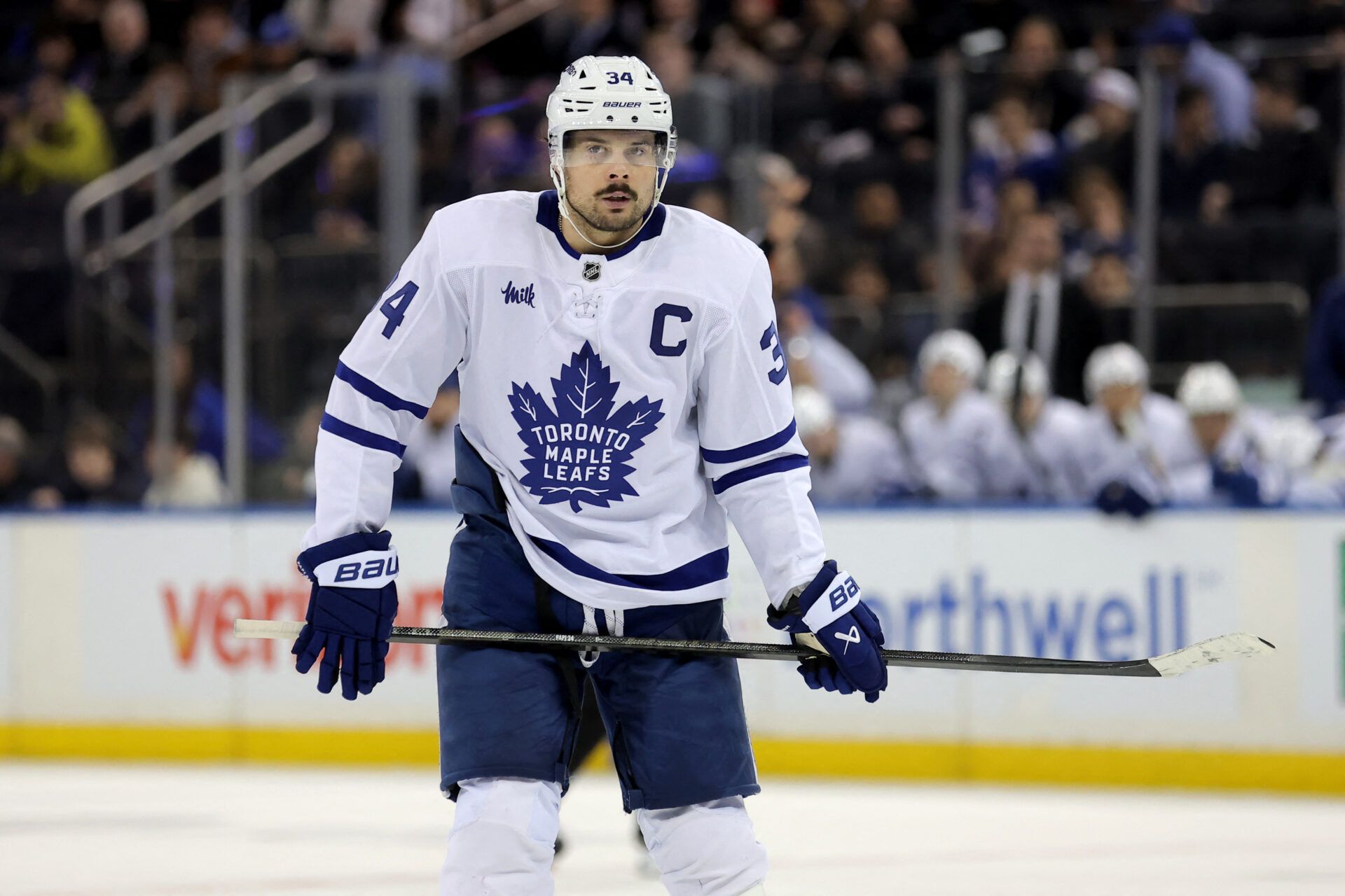 Toronto Maple Leafs center Auston Matthews (34) at Madison Square Garden.