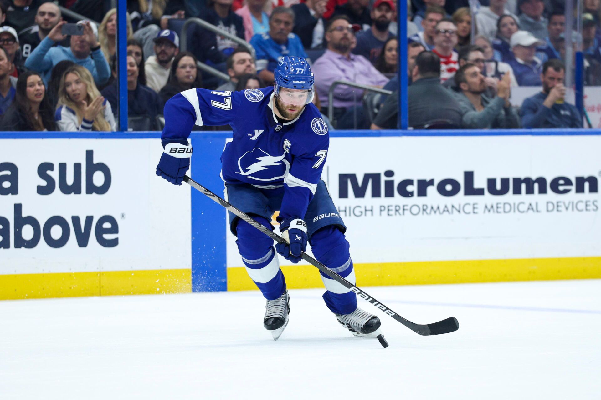 Tampa Bay Lightning defenseman Victor Hedman (77) at Benchmark International Arena.
