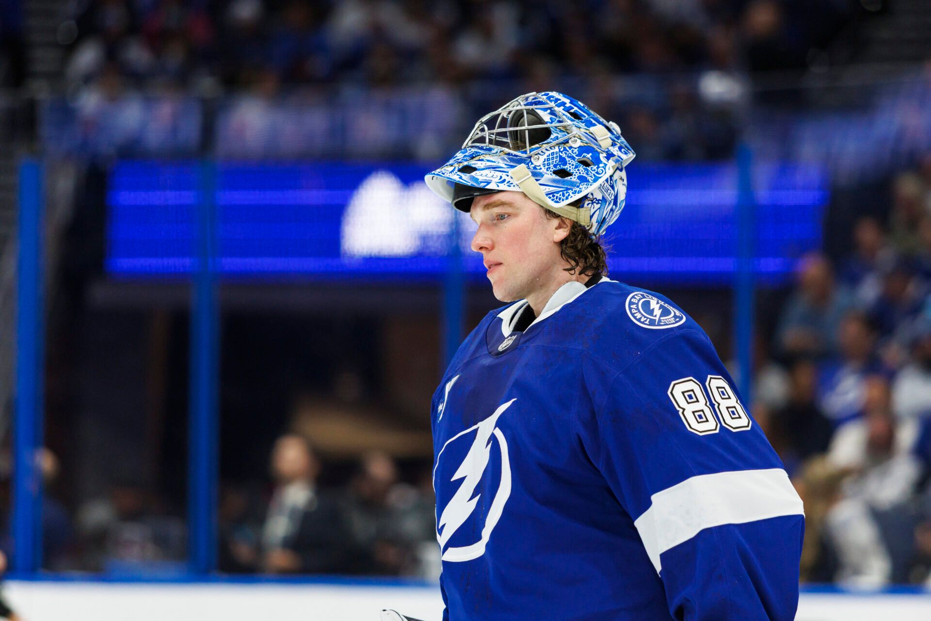 Tampa Bay Lightning goalie Andrei Vasilevskiy (88) against the Montreal Canadiens during the second period in game seven of the first round of the 2026 Stanley Cup Playoffs at Benchmark International Arena.