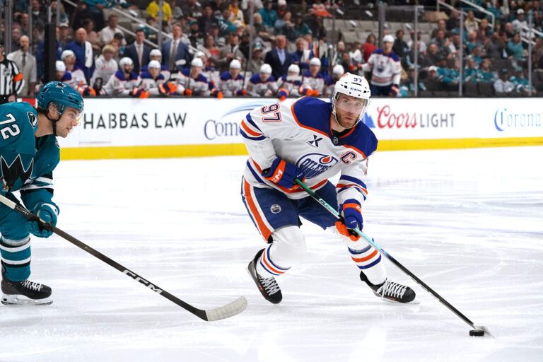 Edmonton Oilers center Connor McDavid (97) at SAP Center.