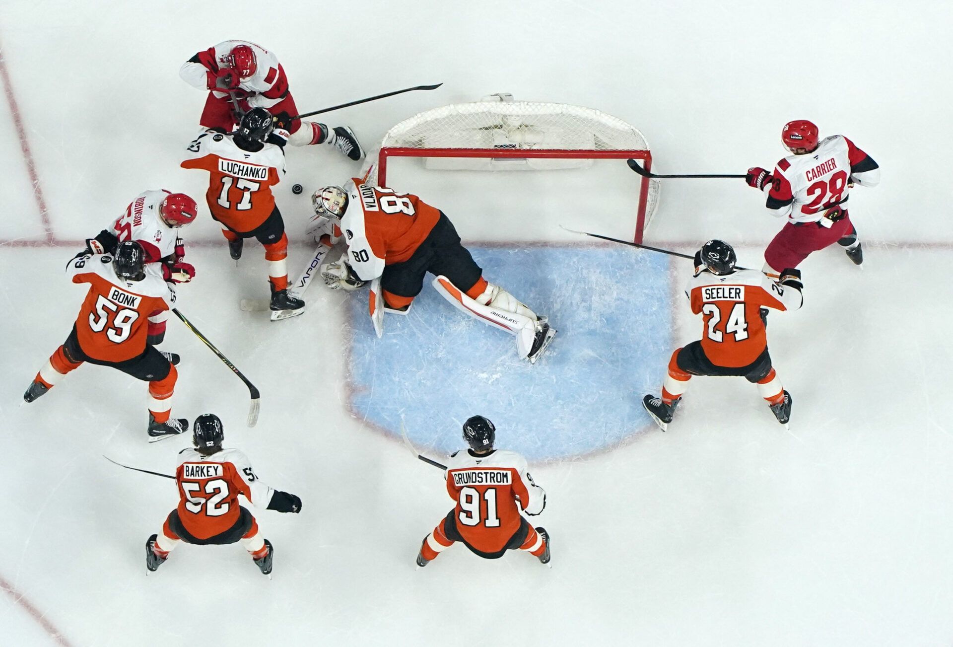 Philadelphia Flyers goaltender Dan Vladar (80) at Xfinity Mobile Arena.