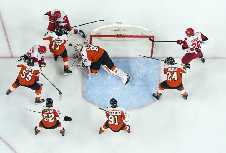 Philadelphia Flyers goaltender Dan Vladar (80) at Xfinity Mobile Arena.