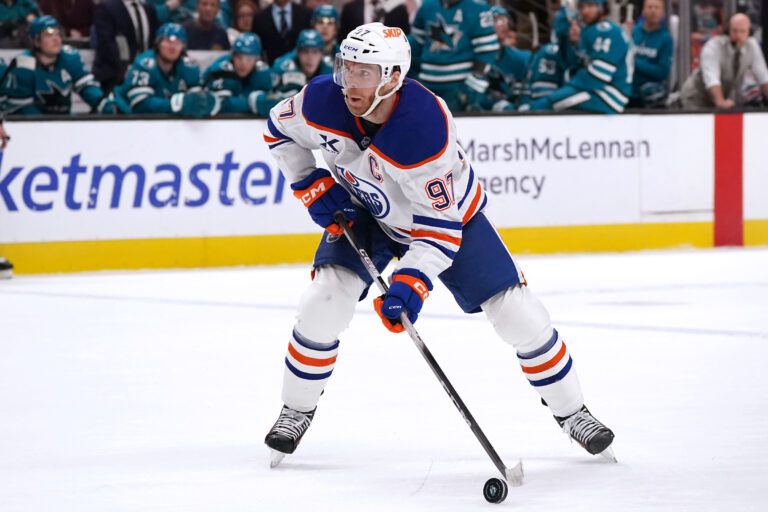 Edmonton Oilers center Connor McDavid (97) at SAP Center.