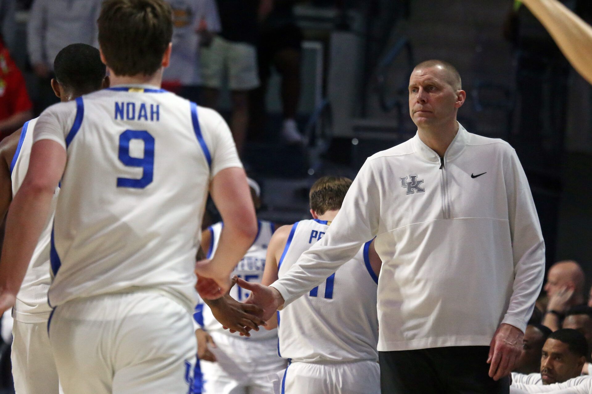 Kentucky Wildcats head coach Mark Pope reacts during the second half against the Mississippi Rebels at The Sandy and John Black Pavilion at Ole Miss.