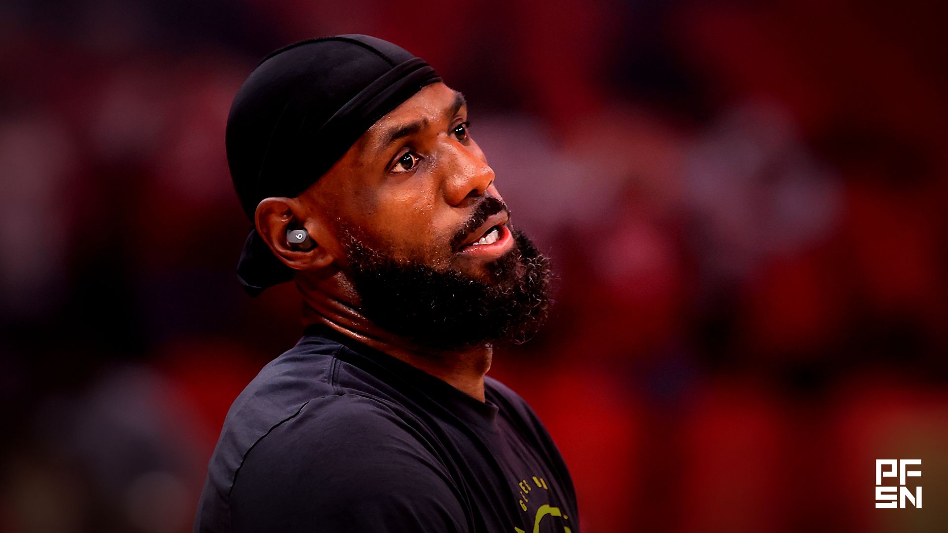 Los Angeles Lakers forward Lebron James (23) warms up prior to game six of the first round of the 2026 NBA Playoffs against the Houston Rockets at Toyota Center.