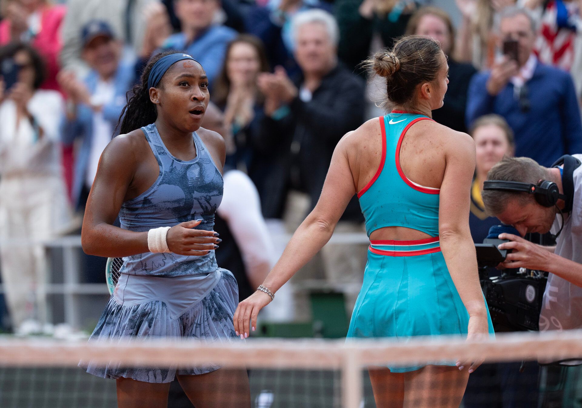 Coco Gauff of the United States celebrates winning the womenÕs singles final against Aryna Sabalenka on day 14 at Roland Garros Stadium.