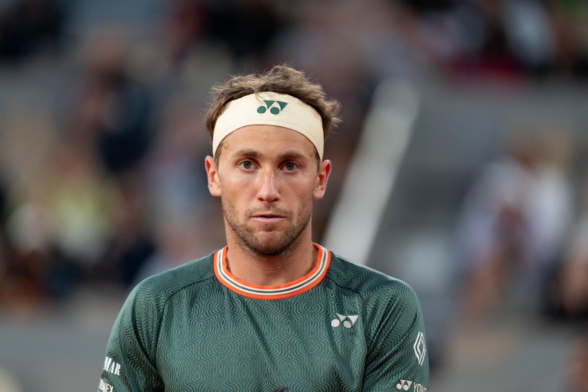 Casper Ruud of Norway during his match against Alexander Zverev of Germany on day 13 of Roland Garros at Stade Roland Garros.